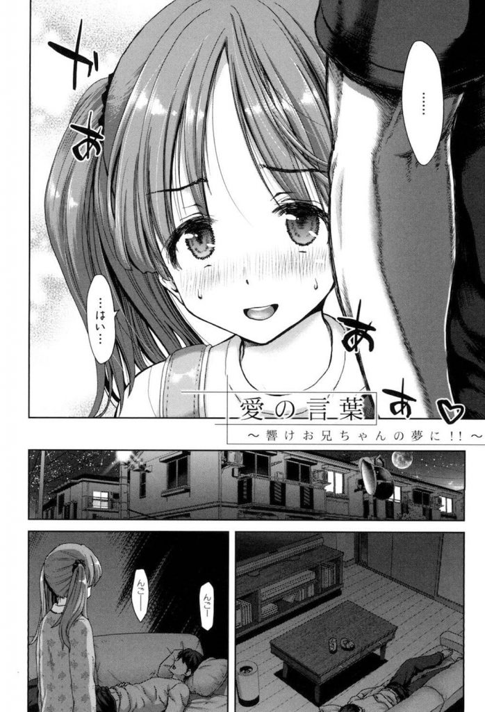 【逆夜這いエロ漫画】ツインテでロリ巨乳なJSの妹ちゃん！お兄ちゃんが大好きすぎて逆夜這い！寝ているお兄ちゃんのチンコをパイズリフェラ！さらに騎乗位挿入で腰振っちゃいます！【堀博昭】